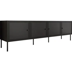 Mobile porta TV 201x60h cm 4 ante nero opaco Stark