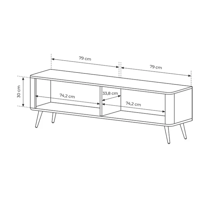 Mobile porta TV 163x51h cm 2 ante nero opaco cannettato Ramis