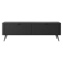 Mobile porta TV 163x51h cm 2 ante nero opaco cannettato Ramis
