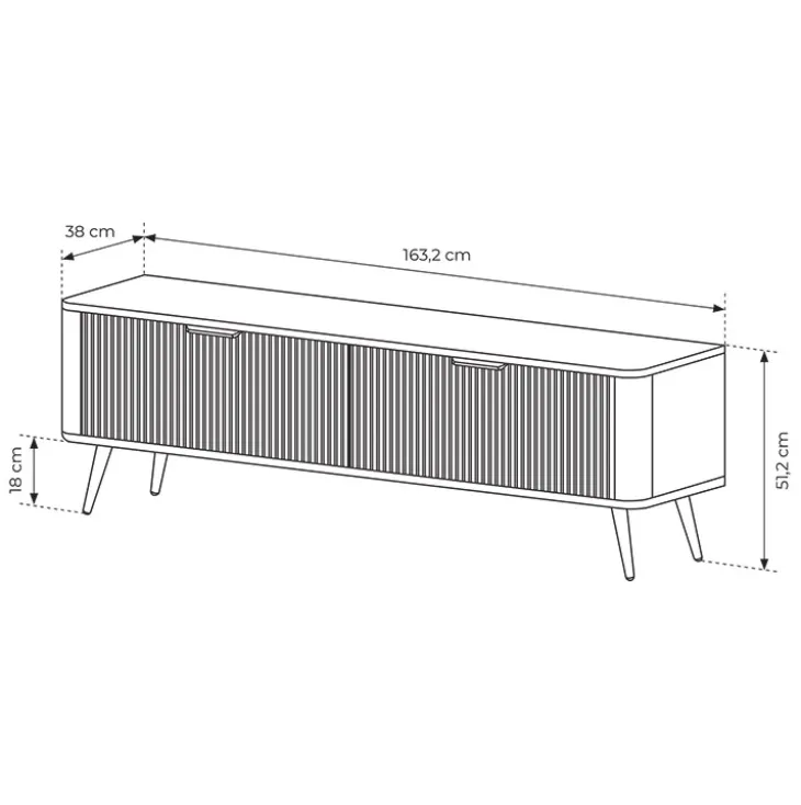 Mobile porta TV 163x51h cm 2 ante nero opaco cannettato Ramis