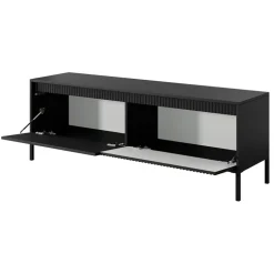 Mobile porta TV 154x54h cm 2 ante nero opaco cannettato Ciar