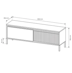 Mobile porta TV 154x54h cm 2 ante nero opaco cannettato Ciar