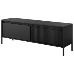 Mobile porta TV 154x54h cm 2 ante nero opaco cannettato Ciar