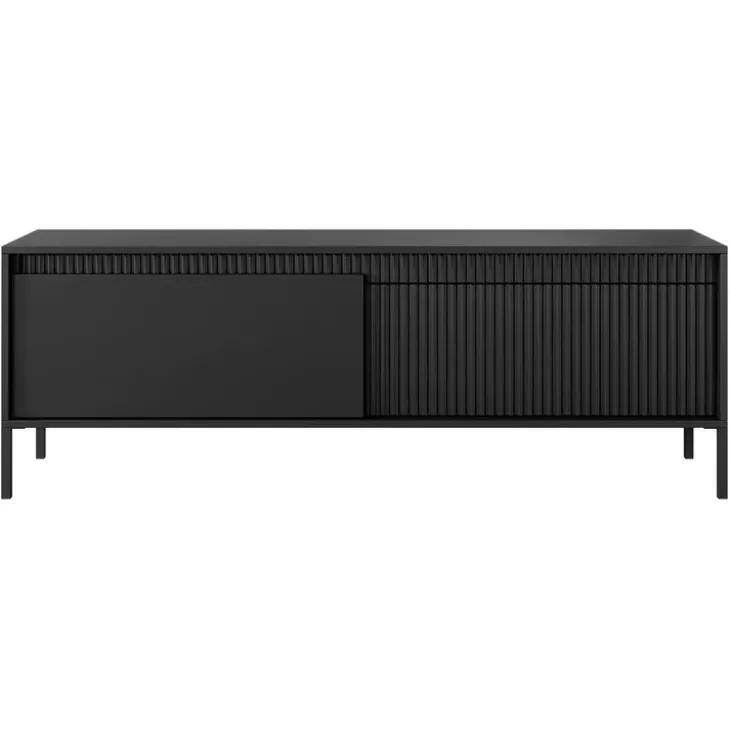Mobile porta TV 154x54h cm 2 ante nero opaco cannettato Ciar
