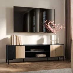 Mobile porta TV 180x54h cm 2 ante rovere nero Duble