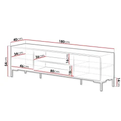 Mobile porta TV 180x54h cm 2 ante rovere nero Duble