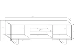 Mobile porta TV 160x53h cm 2 ante rovere bianco lucido Kelli