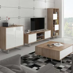 Mobile porta TV 160x53h cm 2 ante rovere bianco lucido Kelli