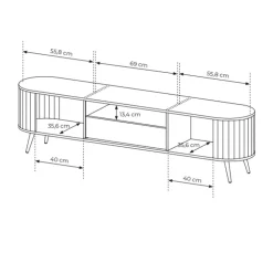Mobile porta TV 196x51h cm 2 ante scorrevoli 1 cassetto 1 ripiano a vista soggiorno rovere Groove