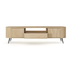 Mobile porta TV 196x51h cm 2 ante scorrevoli 1 cassetto 1 ripiano a vista soggiorno rovere Groove