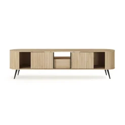 Mobile porta TV 196x51h cm 2 ante scorrevoli 1 cassetto 1 ripiano a vista soggiorno rovere Groove