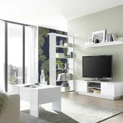Mobile porta TV 139x44h cm 2 ante soggiorno bianco lucido Spirit