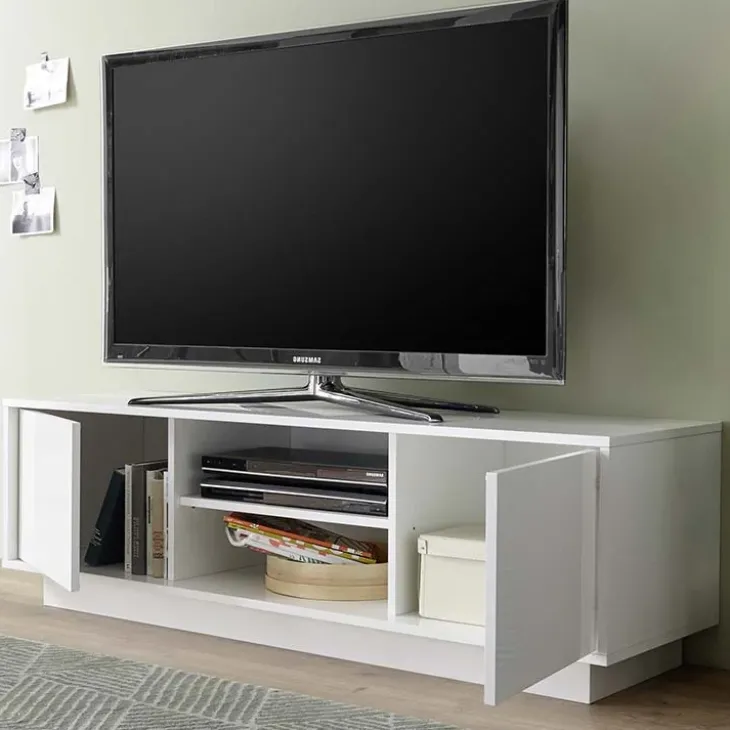 Mobile porta TV 139x44h cm 2 ante soggiorno bianco lucido Spirit