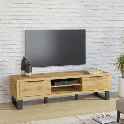 Mobile porta TV 180x50h cm 2 ante soggiorno quercia nero Petra