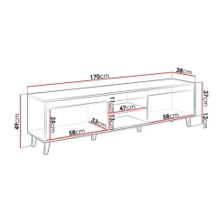 Mobile porta TV 170x49h cm 2 ante 2 vani a giorno rovere antracite Salisburgo