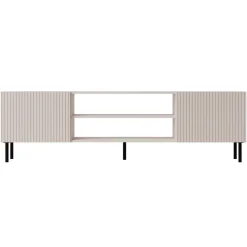 Mobile porta TV 181x53h cm 2 ante 2 vani con frontali cannettati beige Ziggy