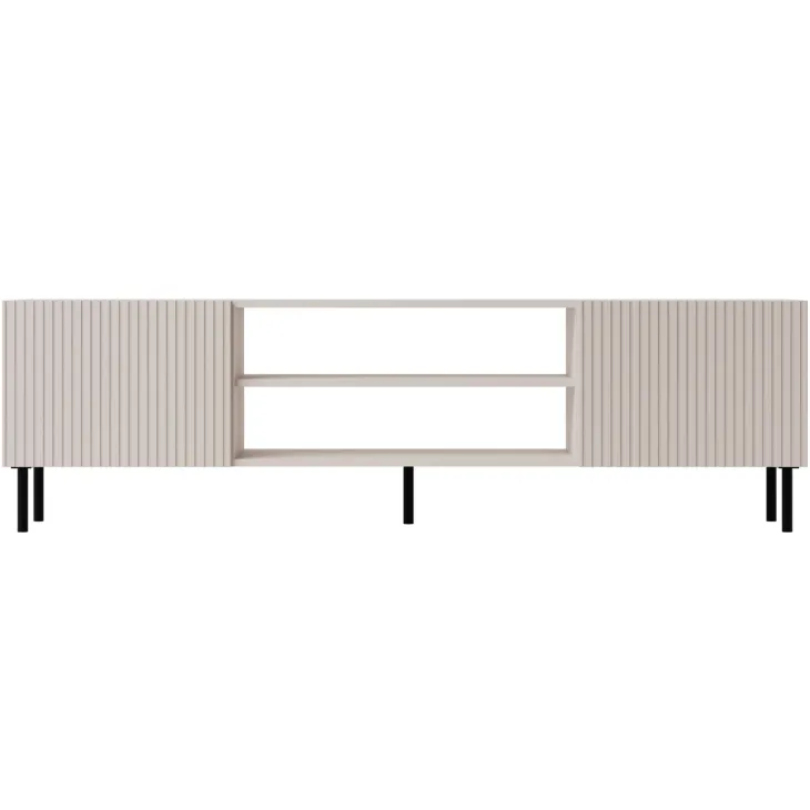 Mobile porta TV 181x53h cm 2 ante 2 vani con frontali cannettati beige Ziggy