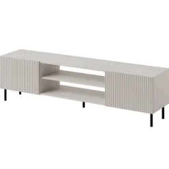Mobile porta TV 181x53h cm 2 ante 2 vani con frontali cannettati beige Ziggy