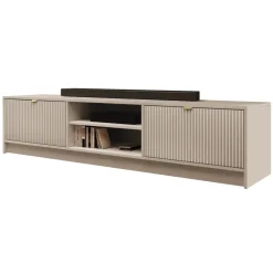 Mobile porta tv 180x40h cm 2 ante 2 vani a giorno cannettato beige Athena