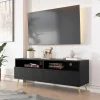 Mobile porta TV 150x57h cm 2 ante 2 vani con frontali decorati nero Simona