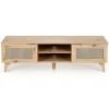 Mobile porta tv 150x45h cm 2 ante 2 vani a giorno moderno rovere Sombra