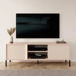 Mobile porta TV 153x54h cm 2 ante 2 vani moderno beige Melly