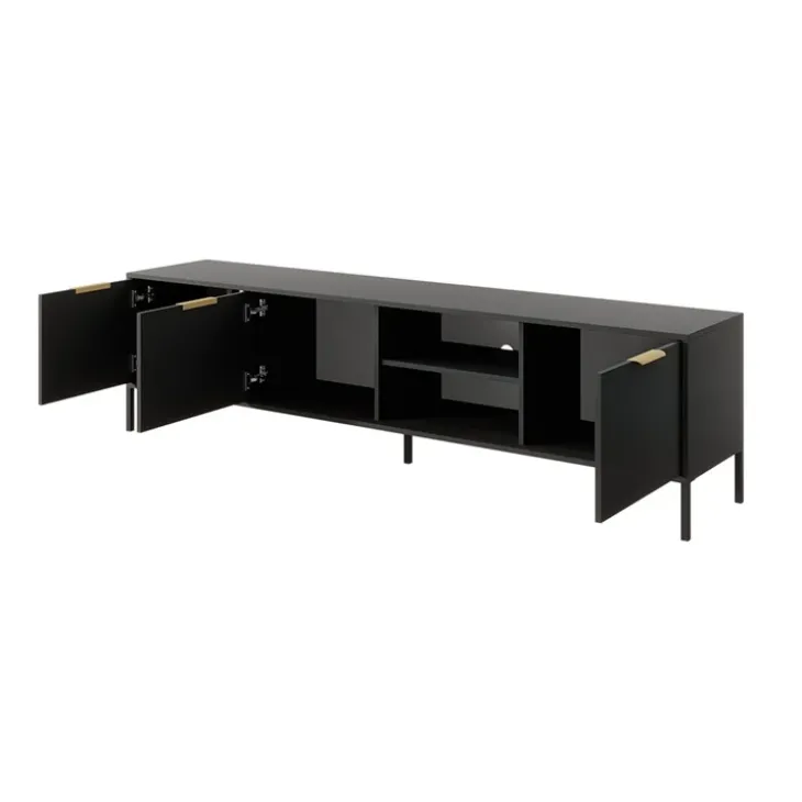 Mobile porta TV 203x53h cm 3 ante 2 vani moderno antracite Nebula