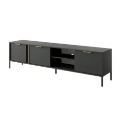 Mobile porta TV 203x53h cm 3 ante 2 vani moderno antracite Nebula