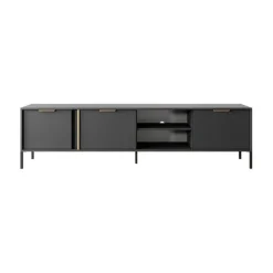 Mobile porta TV 203x53h cm 3 ante 2 vani moderno antracite Nebula