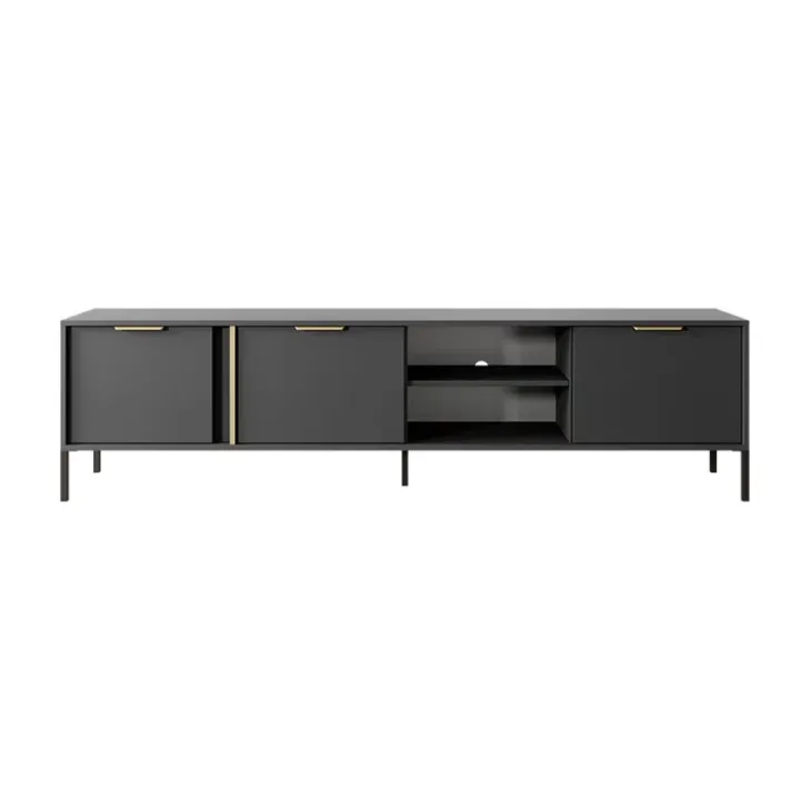 Mobile porta TV 203x53h cm 3 ante 2 vani moderno antracite Nebula