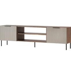 Mobile porta TV 181x53h cm 2 ante 2 vani a giorno beige cashmere noce Serenia