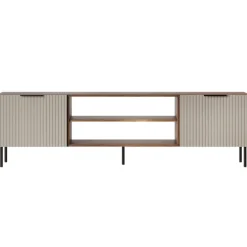 Mobile porta TV 181x53h cm 2 ante 2 vani a giorno beige cashmere noce Serenia