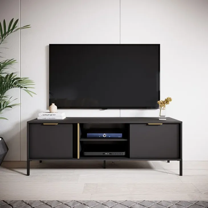 Mobile porta TV 153x53h cm 2 ante 2 vani moderno antracite Nebula