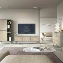 Mobile porta TV 158x52h cm 3 ante verde salvia rovere Myrta