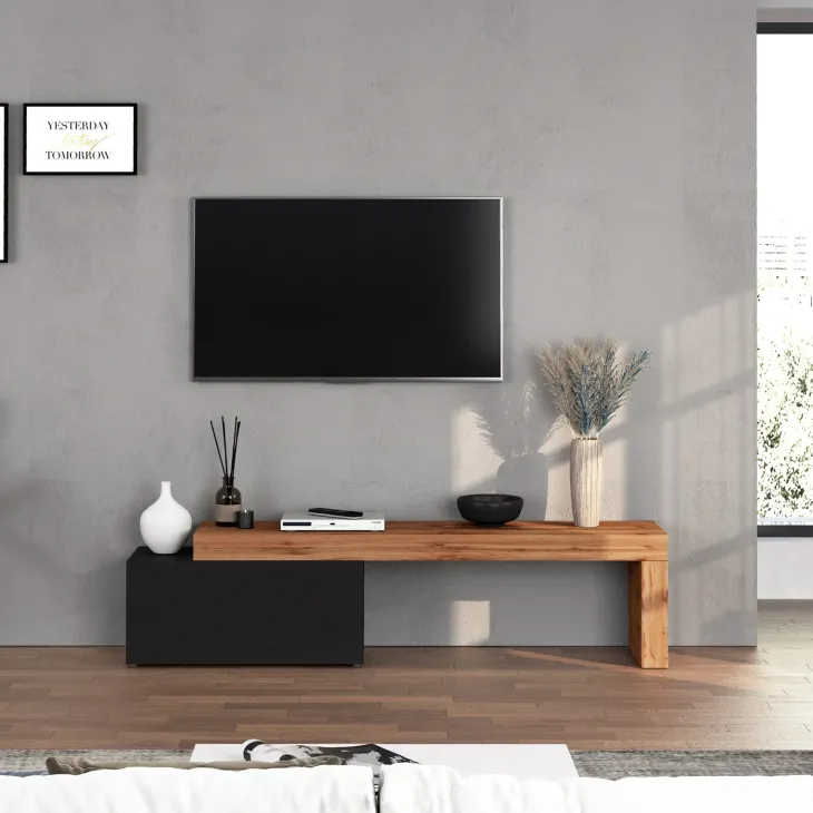 Mobile porta tv 210x51h cm antracite rovere Block