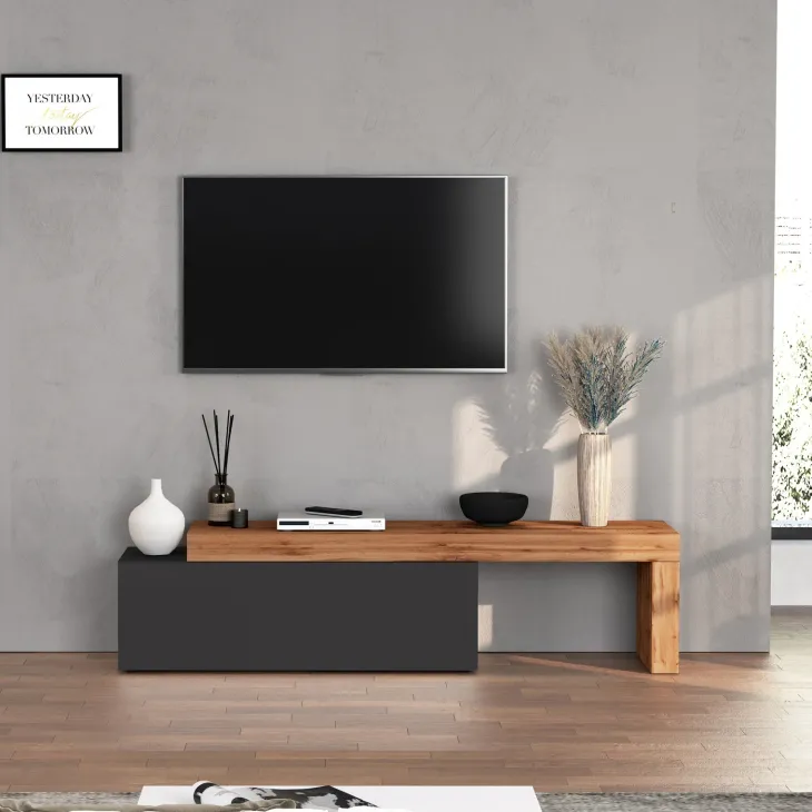Mobile porta tv 220x51h cm antracite rovere Block