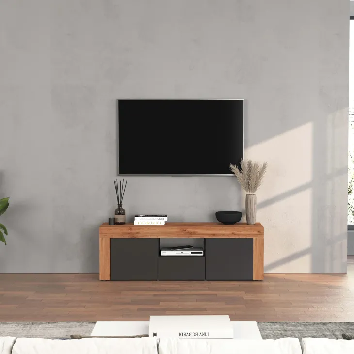 Mobile porta tv 155x51h cm antracite rovere Block
