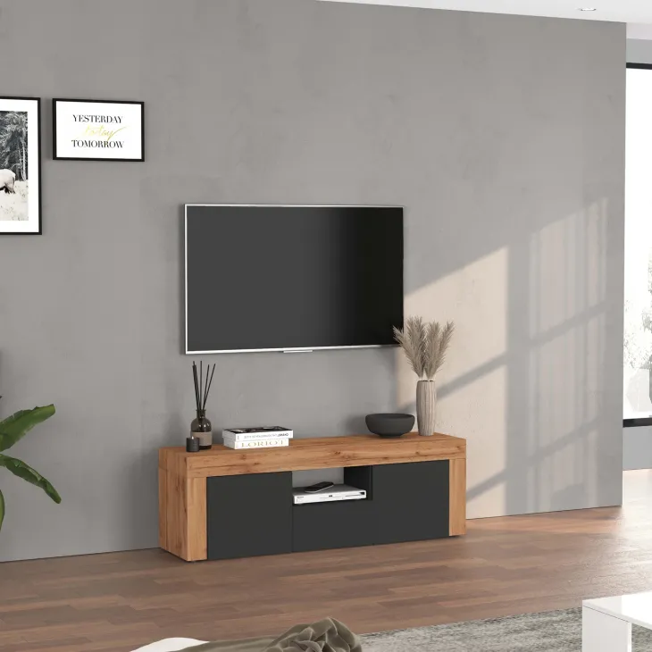 Mobile porta tv 155x51h cm antracite rovere Block