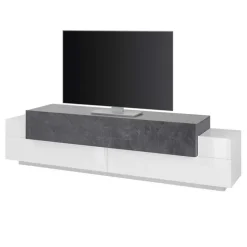 Mobile porta TV 200x52h cm bianco lucido antracite Milos Gihome®
