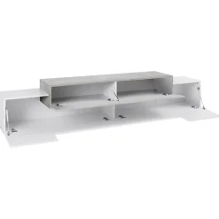 Mobile porta TV 240x52h cm bianco lucido cemento Milos Gihome®