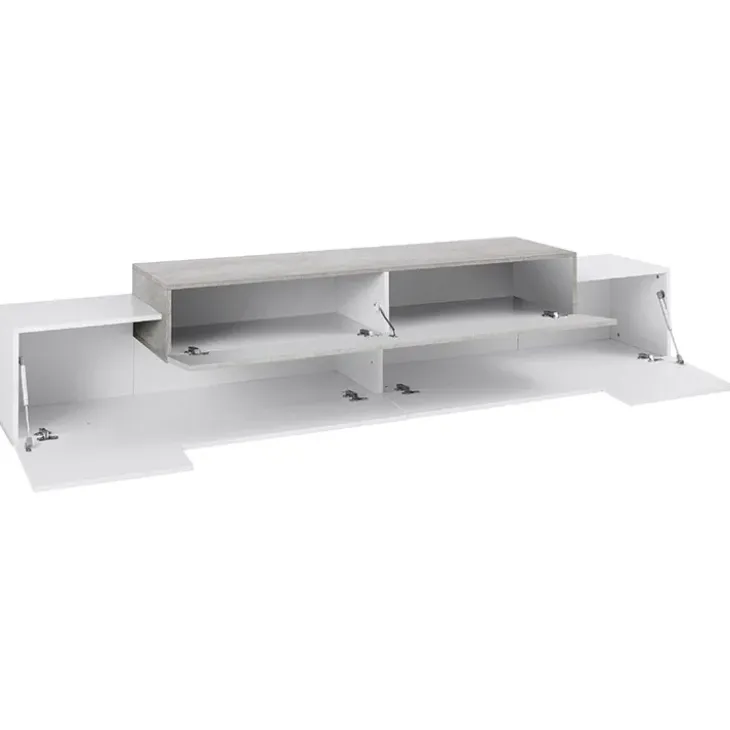 Mobile porta TV 240x52h cm bianco lucido cemento Milos Gihome®