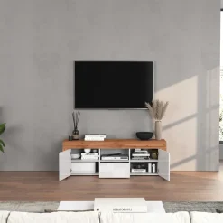 Mobile porta tv 155x51h cm bianco lucido rovere Block