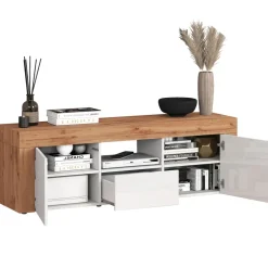 Mobile porta tv 155x51h cm bianco lucido rovere Block