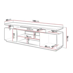 Mobile porta TV 180x56h cm bianco lucido Blackburn