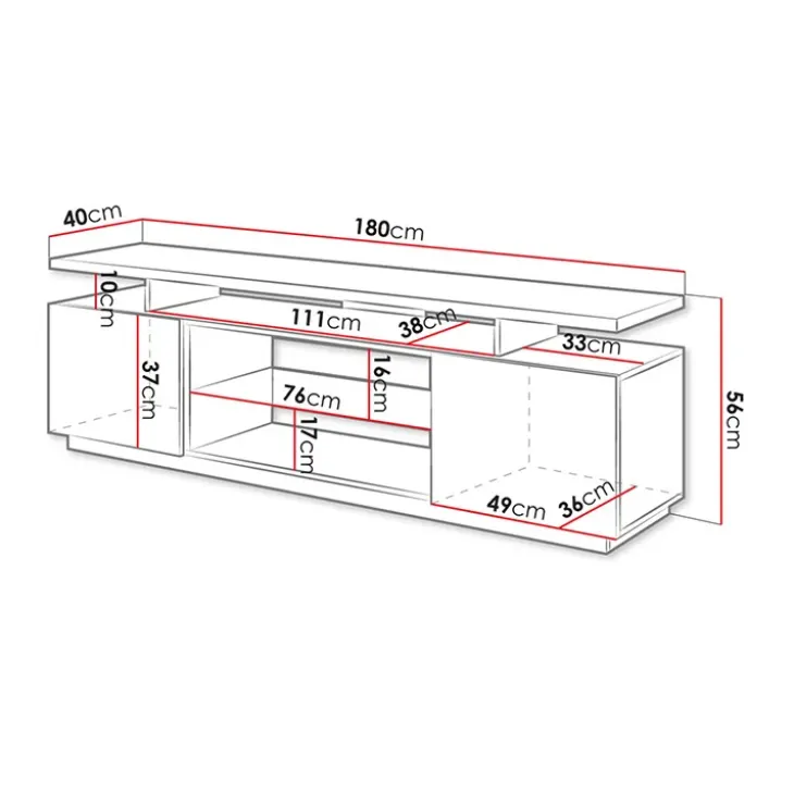 Mobile porta TV 180x56h cm bianco lucido Blackburn
