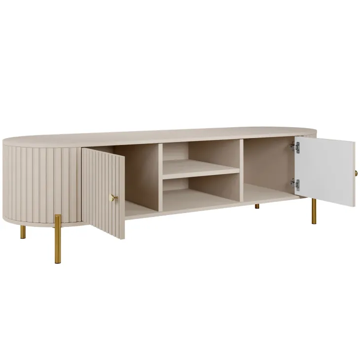 Mobile porta tv 175x54h cm cannettato 2 ante beige cashmere Zurik