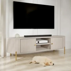 Mobile porta tv 175x54h cm cannettato 2 ante beige cashmere Zurik
