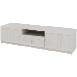 Mobile porta tv 180x44h cm cannettato 2 ante 1 cassetto beige cashmere Rolly