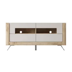 Mobile porta TV 160x74h cm 2 cassetti rovere tortora lucido Jumbo