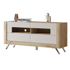 Mobile porta TV 160x74h cm 2 cassetti rovere tortora lucido Jumbo